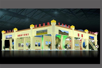 810平米展臺設計制作：四面開口/歐式/木質結構/米色，為旅游展展商而作（免費使用）