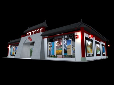 156平米展臺設(shè)計制作：三面開口/中式/木質(zhì)結(jié)構(gòu)/灰色，為旅游展展商而作（免費使用）