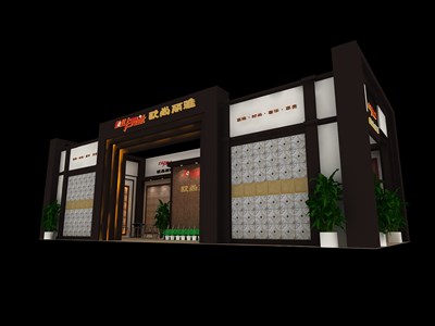 90平米展臺設(shè)計(jì)制作：二面開口/現(xiàn)代/木質(zhì)結(jié)構(gòu)/咖啡色，為建材展展商而作（免費(fèi)使用）