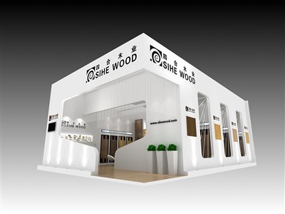 126平米展臺設(shè)計制作：二面開口/現(xiàn)代/木質(zhì)結(jié)構(gòu)/白色，為建材展展商而作（免費使用）