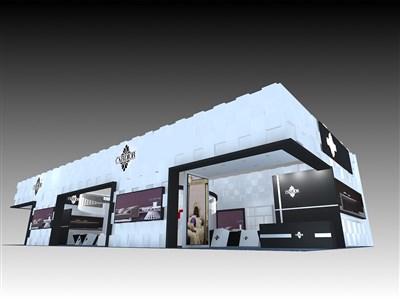 240平米展臺設(shè)計制作：三面開口/現(xiàn)代/木質(zhì)結(jié)構(gòu)/白色，為建材展展商而作（免費(fèi)使用）