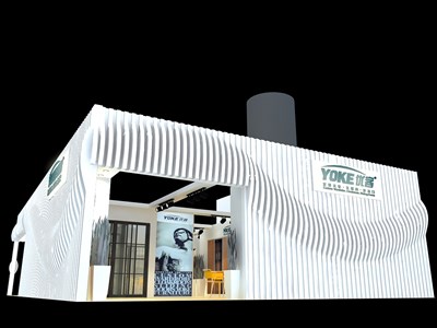 216平米展臺設(shè)計(jì)制作：二面開口/現(xiàn)代/木質(zhì)結(jié)構(gòu)/白色，為建材展展商而作（免費(fèi)使用）