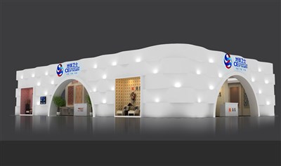 360平米展臺設(shè)計(jì)制作：二面開口/現(xiàn)代/木質(zhì)結(jié)構(gòu)/米色，為建材展展商而作（免費(fèi)使用）