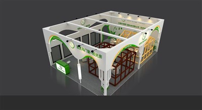 94.3平米展臺設(shè)計(jì)制作：三面開口/現(xiàn)代/木質(zhì)結(jié)構(gòu)/米色，為建材展展商而作（免費(fèi)使用）