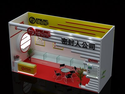 24平米展臺設計制作：一面開口/現代/木質結構/白色，為綜合展展商而作（免費使用）
