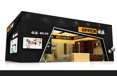 88平米展臺(tái)設(shè)計(jì)制作：一面開口/現(xiàn)代/木質(zhì)結(jié)構(gòu)/黑色，為建材展展商而作（免費(fèi)使用）