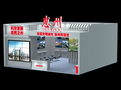 100平米展臺設計制作：一面開口/現代/木質結構/白色，為綜合展展商而作（免費使用）