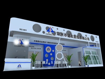 48平米展臺設計制作：二面開口/現(xiàn)代/木質(zhì)結(jié)構(gòu)/白色，為建材展展商而作（免費使用）