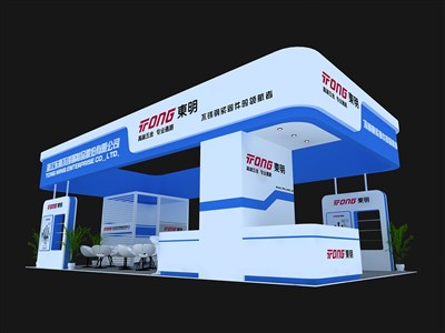 72平米展臺設(shè)計制作：四面開口/現(xiàn)代/木質(zhì)結(jié)構(gòu)/藍色，為建材展展商而作（免費使用）