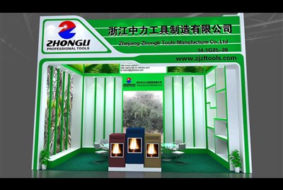 18平米展臺設計制作：一面開口/現(xiàn)代/木質結構/綠色，為建材展展商而作（免費使用）