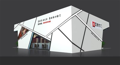 192平米展臺設計制作：三面開口/現(xiàn)代/木質(zhì)結構/白色，為建材展展商而作（免費使用）