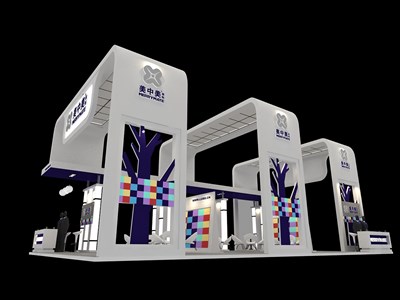 126平米展臺設(shè)計制作：四面開口/現(xiàn)代/木質(zhì)結(jié)構(gòu)/白色，為建材展展商而作（免費使用）
