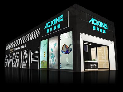 120平米展臺設計制作：一面開口/現(xiàn)代/木質(zhì)結(jié)構(gòu)/黑色，為建材展展商而作（免費使用）