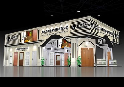 135平米展臺設(shè)計制作：三面開口/歐式/木質(zhì)結(jié)構(gòu)/白色，為建材展展商而作（免費使用）