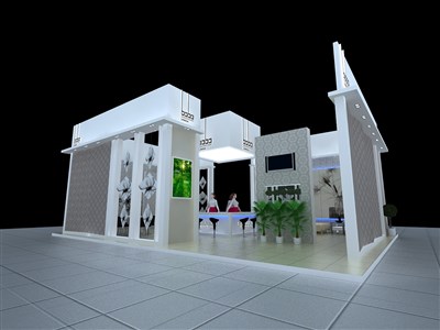 108平米展臺設(shè)計制作：二面開口/現(xiàn)代/木質(zhì)結(jié)構(gòu)/白色，為建材展展商而作（免費(fèi)使用）