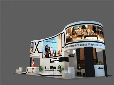 72平米展臺設(shè)計制作：三面開口/現(xiàn)代/木質(zhì)結(jié)構(gòu)/白色，為建材展展商而作（免費(fèi)使用）