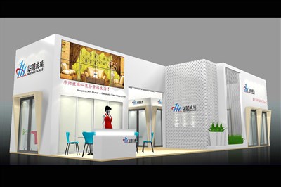 90平米展臺設(shè)計制作：二面開口/現(xiàn)代/木質(zhì)結(jié)構(gòu)/白色，為建材展展商而作（免費(fèi)使用）