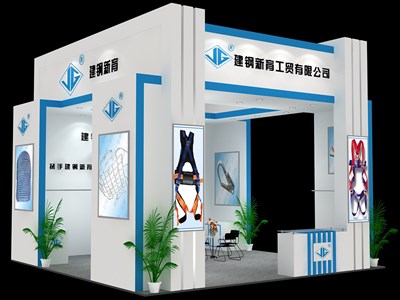 36平米展臺設(shè)計制作：三面開口/現(xiàn)代/木質(zhì)結(jié)構(gòu)/白色，為建材展展商而作（免費使用）