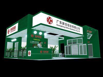 108平米展臺設(shè)計制作：二面開口/現(xiàn)代/木質(zhì)結(jié)構(gòu)/綠色，為建材展展商而作（免費(fèi)使用）