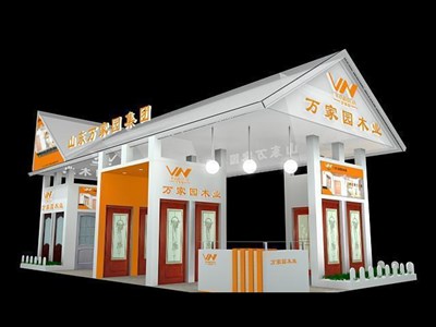 72平米展臺(tái)設(shè)計(jì)制作：三面開(kāi)口/田園/木質(zhì)結(jié)構(gòu)/白色，為建材展展商而作（免費(fèi)使用）