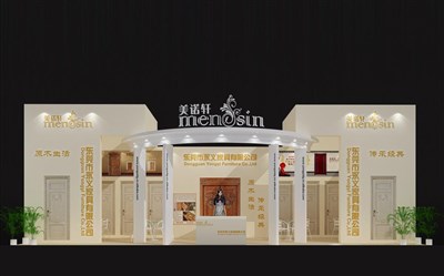 58.5平米展臺設(shè)計制作：一面開口/歐式/木質(zhì)結(jié)構(gòu)/白色，為建材展展商而作（免費使用）