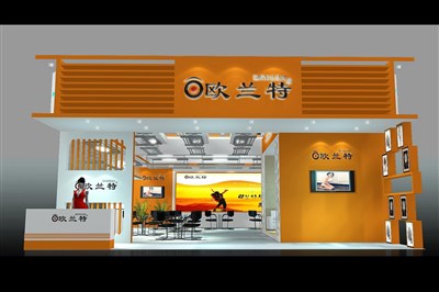 108平米展臺設(shè)計制作：二面開口/現(xiàn)代/木質(zhì)結(jié)構(gòu)/橙色，為建材展展商而作（免費(fèi)使用）