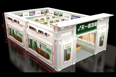 160平米展臺設計制作：一面開口/歐式/木質結構/白色，為建材展展商而作（免費使用）