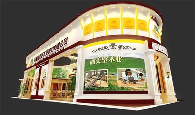 200平米展臺(tái)設(shè)計(jì)制作：三面開(kāi)口/現(xiàn)代/木質(zhì)結(jié)構(gòu)/咖啡色，為建材展展商而作（免費(fèi)使用）