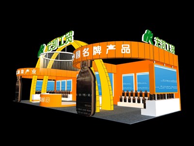 96平米展臺設(shè)計制作：三面開口/前衛(wèi)/木質(zhì)結(jié)構(gòu)/橙色，為食品展展商而作（免費使用）