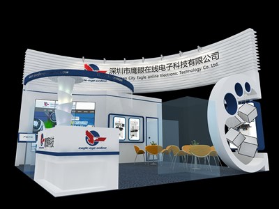36平米展臺(tái)設(shè)計(jì)制作：三面開口/現(xiàn)代/木質(zhì)結(jié)構(gòu)/白色，為電子展展商而作（免費(fèi)使用）