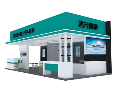 32平米展臺設(shè)計制作：三面開口/現(xiàn)代/木質(zhì)結(jié)構(gòu)/綠色，為電子展展商而作（免費使用）
