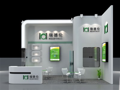 24平米展臺(tái)設(shè)計(jì)制作：二面開(kāi)口/現(xiàn)代/木質(zhì)結(jié)構(gòu)/白色，為美博會(huì)展商而作（免費(fèi)使用）