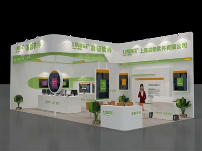 72平米展臺(tái)設(shè)計(jì)制作：二面開口/前衛(wèi)/木質(zhì)結(jié)構(gòu)/藍(lán)色，為電子展展商而作（免費(fèi)使用）